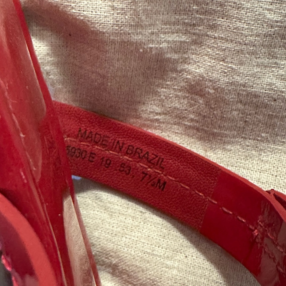 Tory Burch Miller Sandals Rainbow Logo Ruby Red Size 7.5 Limited Edition - Picture 7 of 8